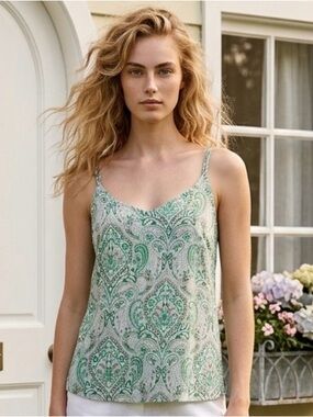 2 for $30 ✅Elegant Green Paisley Camisole Top